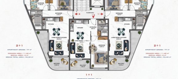 شقة 1+1 في Alanya, Turkey رقم 14813 29