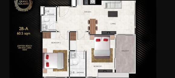 2 Schlafzimmer Eigentumswohnung in Pattaya, Thailand, Nr. 60037 8