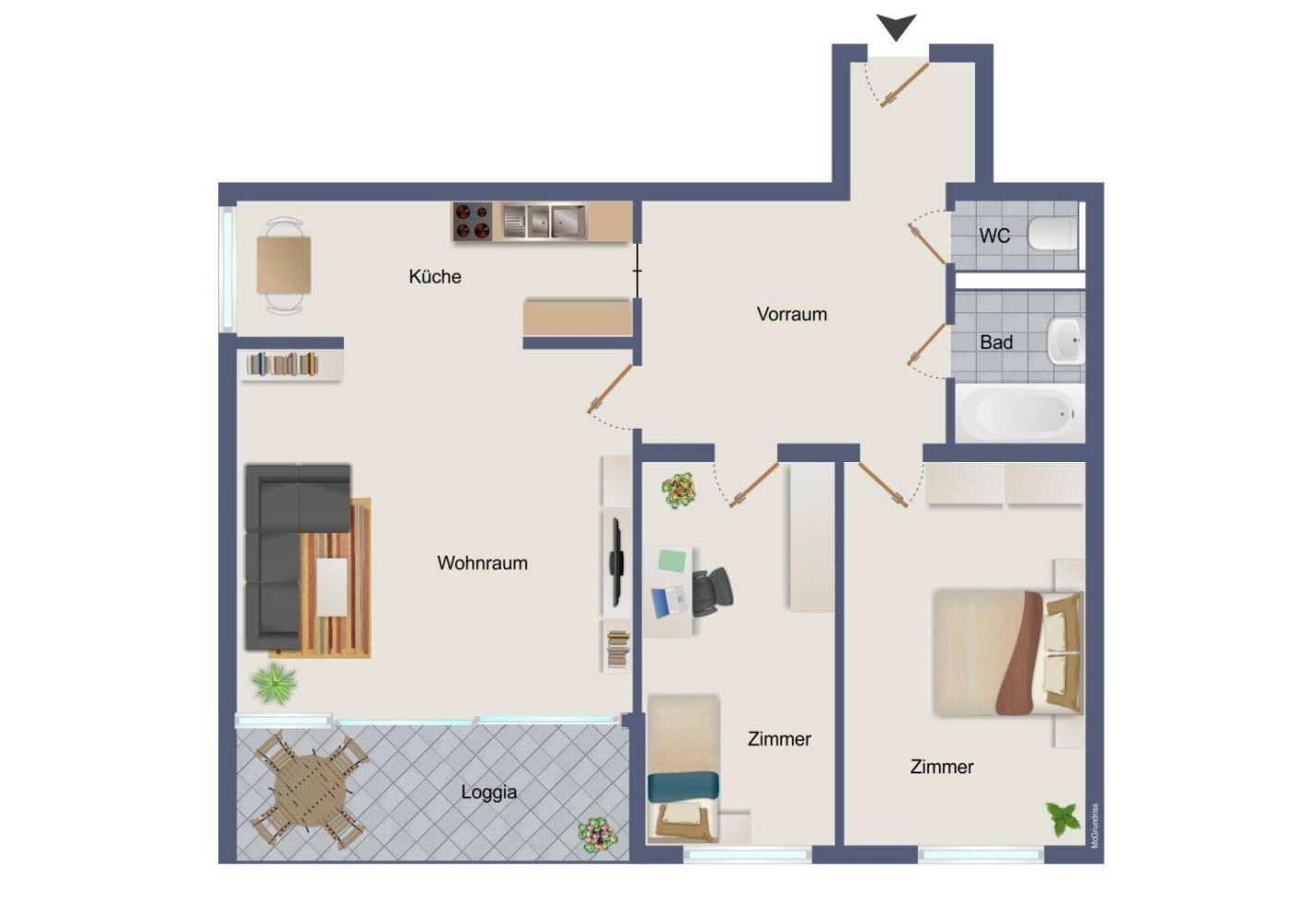 3غرفة شقة في Wels, Austria رقم 209830