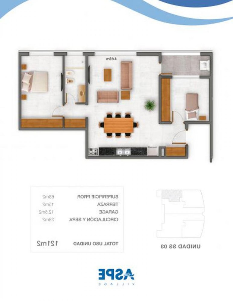 Apartamento T2 em Maldonado, Uruguay N.º 5183