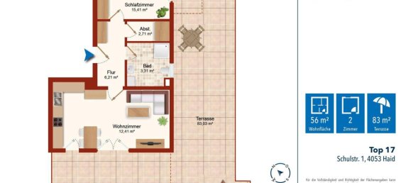Квартира с 2 комнатами в Ансфельден, Австрия № 155796 21