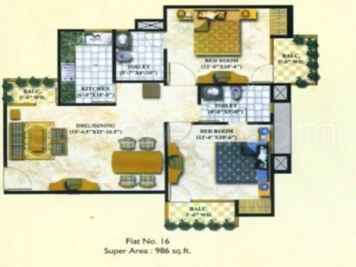 3 غرف نوم منزل في Ghaziabad, India رقم 62306