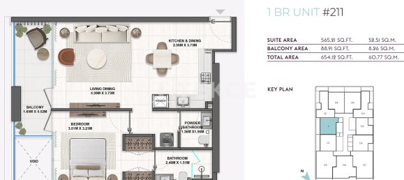 1 dormitorio apartamento en venta en Dubai, UAE № 184900 23