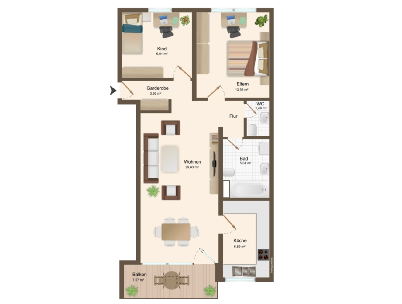 3 rooms Apartment in Furstenfeldbruck, Germany No. 372109