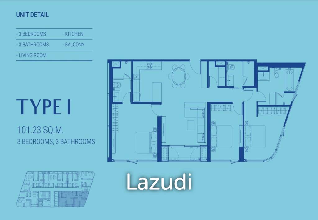 Кондоминиум  с 3 спальнями в Бангкок, Таиланд № 23688