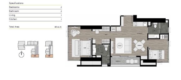 Квартира с 2 спальнями в Andromeda Condominium, Паттайя, Таиланд № 31871 3