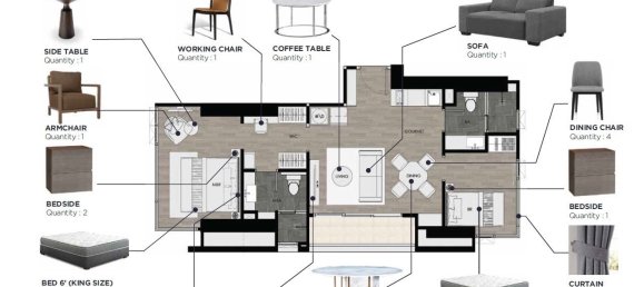 Квартира с 2 спальнями в Andromeda Condominium, Паттайя, Таиланд № 31871 9
