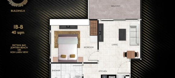 1 dormitorio condominium en venta en Chon Buri, Chonburi, Eastern Thailand, Thailand № 29454 19