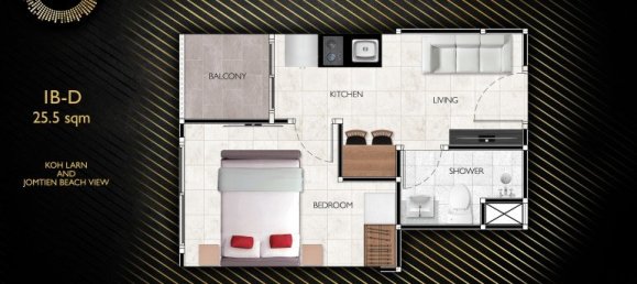 1 dormitorio condominium en venta en Chon Buri, Chonburi, Eastern Thailand, Thailand № 29454 21