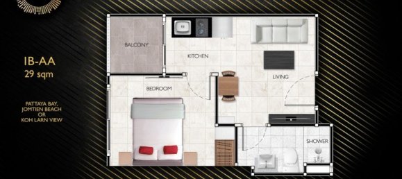 1 dormitorio condominium en venta en Chon Buri, Chonburi, Eastern Thailand, Thailand № 29454 18