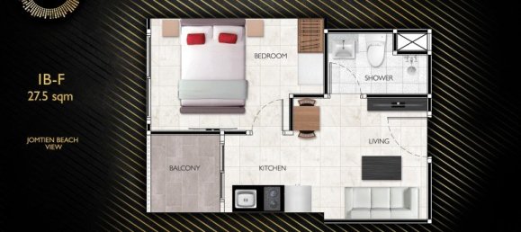 1 dormitorio condominium en venta en Chon Buri, Chonburi, Eastern Thailand, Thailand № 29454 23