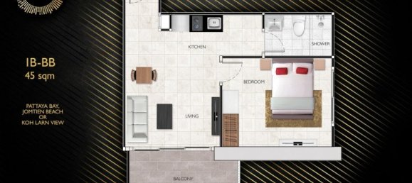 1 dormitorio condominium en venta en Chon Buri, Chonburi, Eastern Thailand, Thailand № 29454 20