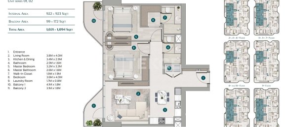 Apartamento de 2 dormitorios en Dubai, UAE No. 107871 30